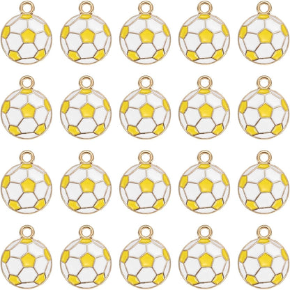 Soccer Charm Alloy Enamel Football Sports Charm Pendant Small Cute Bulk for DIY Accessories