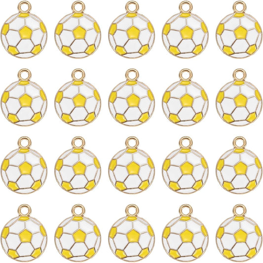 Soccer Charm Alloy Enamel Football Sports Charm Pendant Small Cute Bulk for DIY Accessories