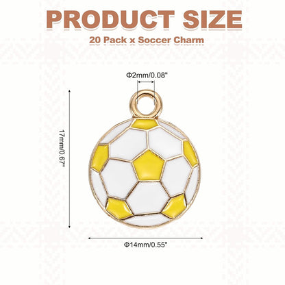Soccer Charm Alloy Enamel Football Sports Charm Pendant Small Cute Bulk for DIY Accessories