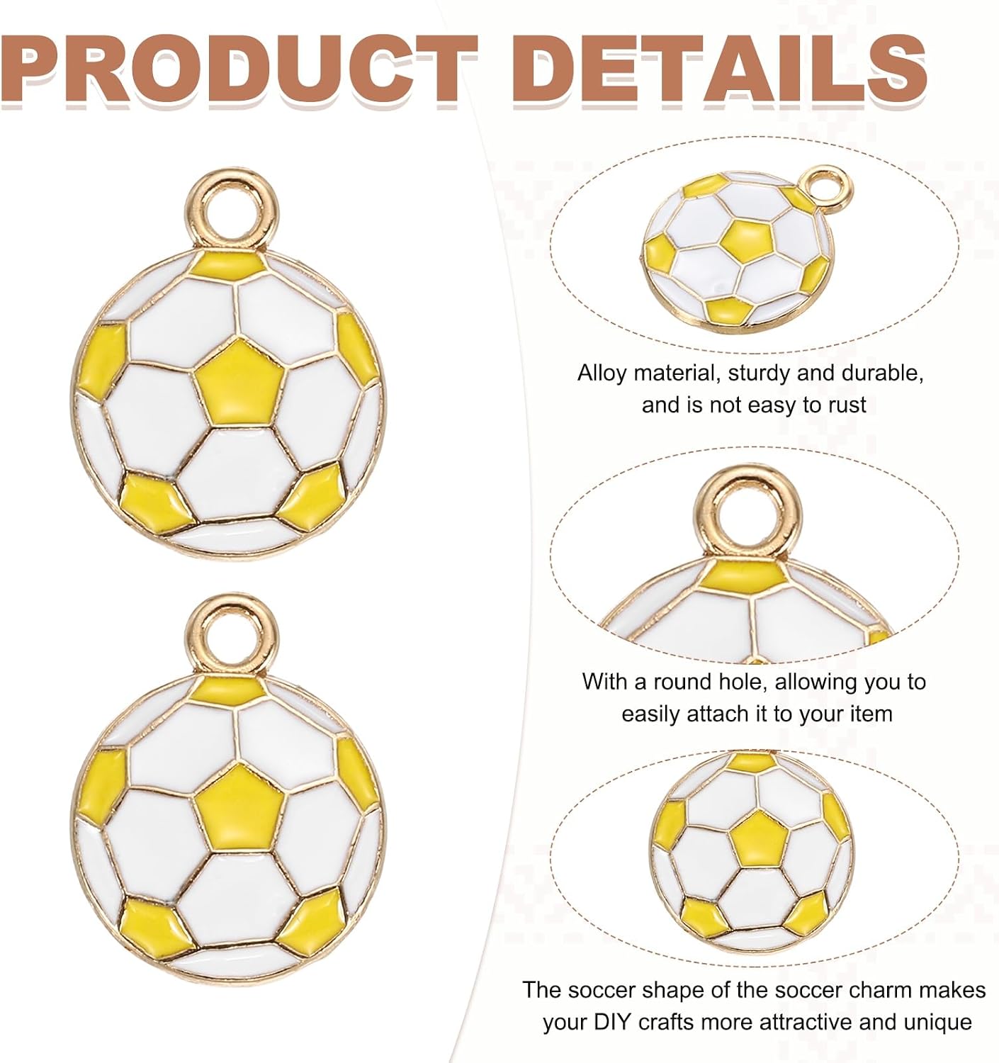 Soccer Charm Alloy Enamel Football Sports Charm Pendant Small Cute Bulk for DIY Accessories
