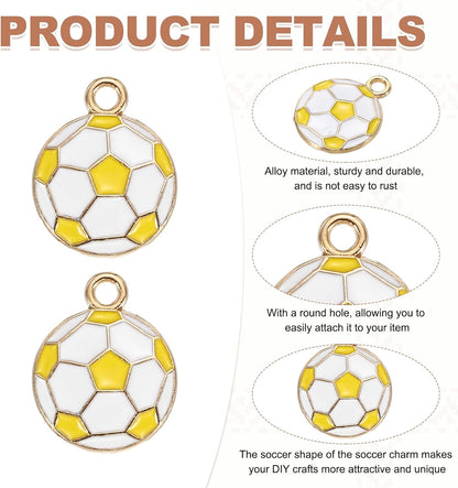 Soccer Charm Alloy Enamel Football Sports Charm Pendant Small Cute Bulk for DIY Accessories