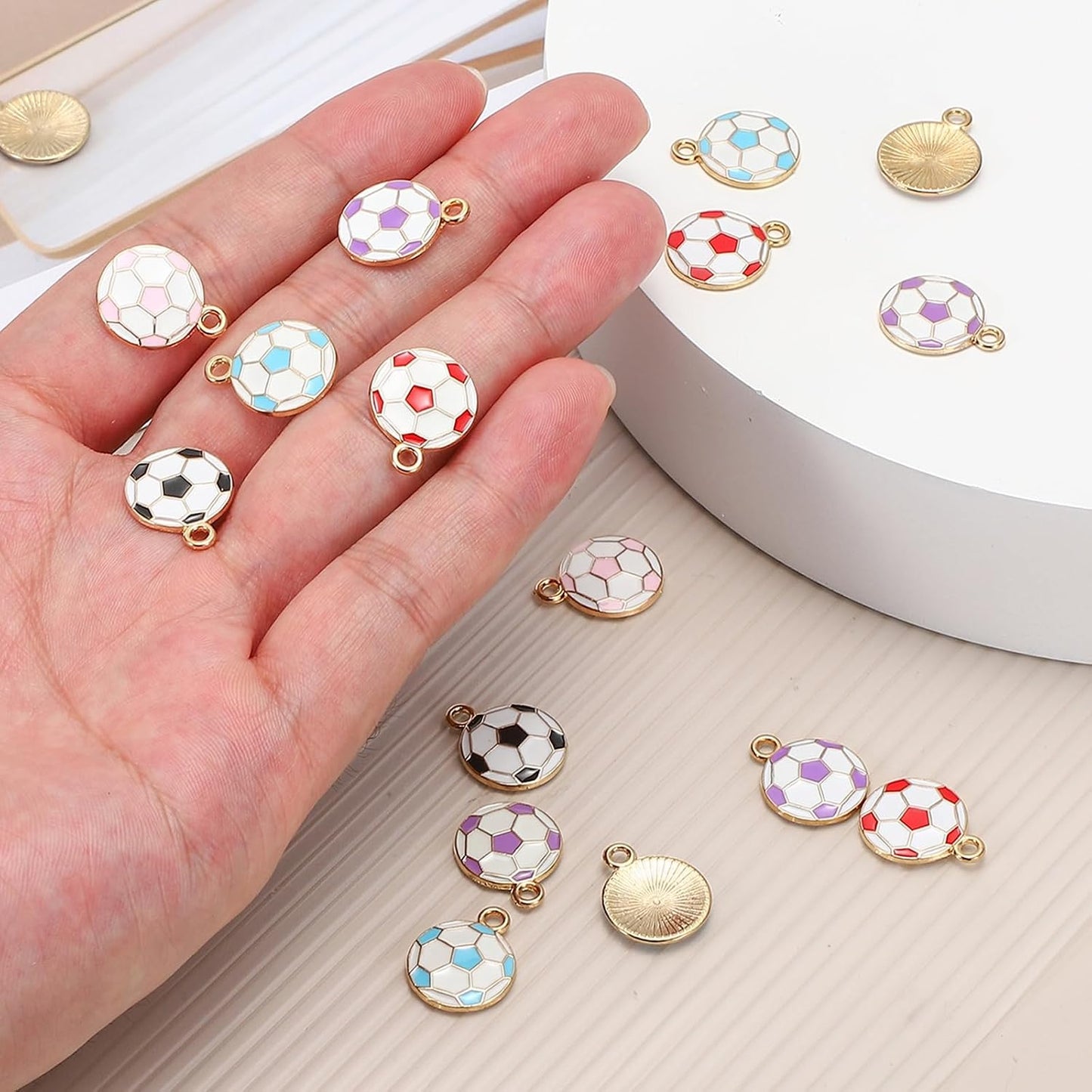 Soccer Charm Alloy Enamel Football Sports Charm Pendant Small Cute Bulk for DIY Accessories