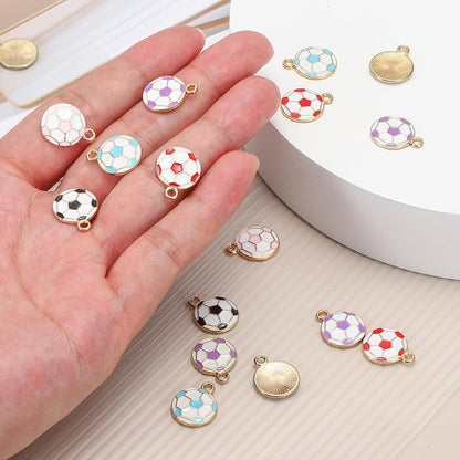 Soccer Charm Alloy Enamel Football Sports Charm Pendant Small Cute Bulk for DIY Accessories