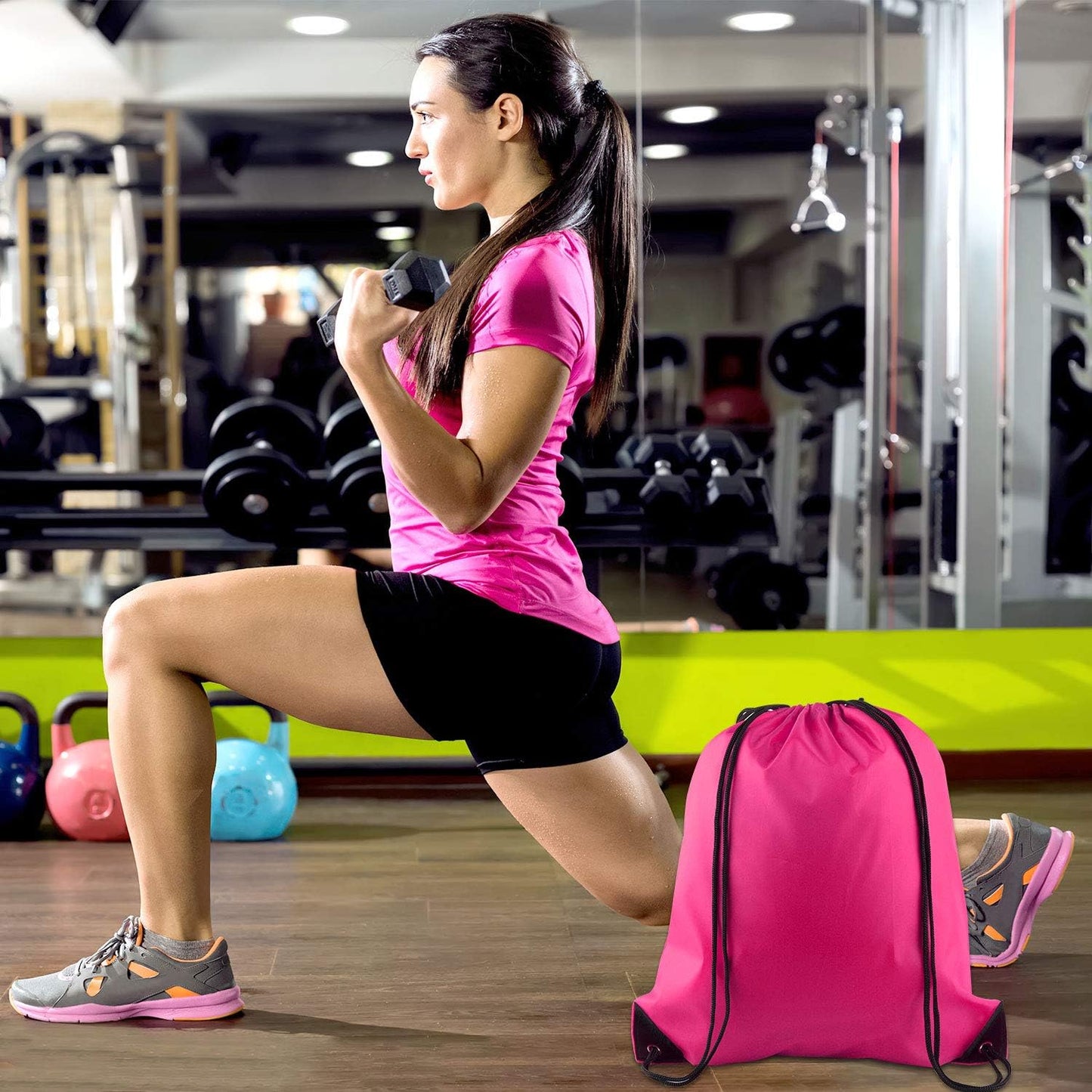 40Pcs Drawstring Backpack Bags Bulk Yellow Drawstring Bag Foldable Gym Bag Sport Cinch Sack String Backpack Storage Bags for Women Men Shopping Gym Travel Sports
