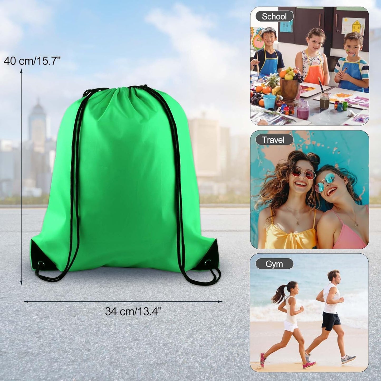40Pcs Drawstring Backpack Bags Bulk Yellow Drawstring Bag Foldable Gym Bag Sport Cinch Sack String Backpack Storage Bags for Women Men Shopping Gym Travel Sports