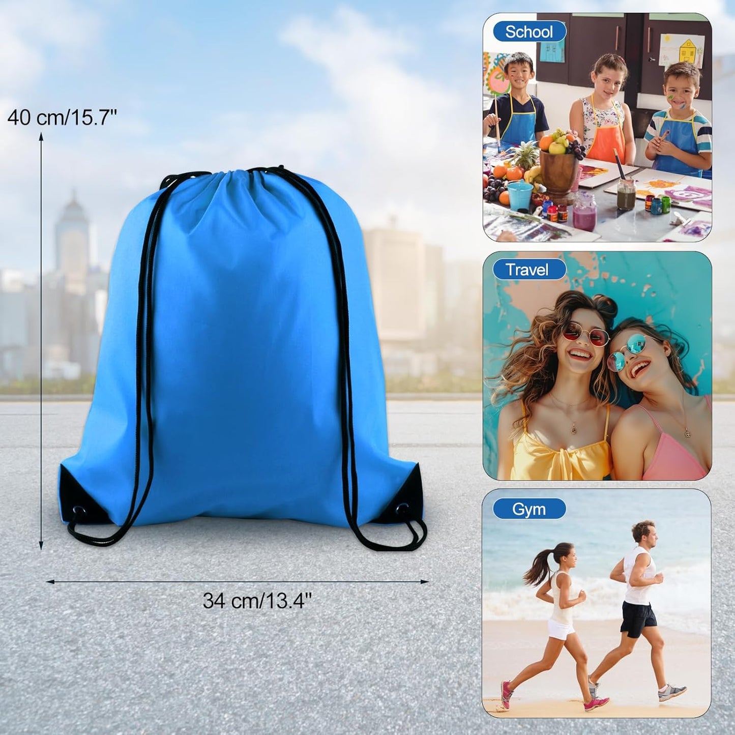 40Pcs Drawstring Backpack Bags Bulk Yellow Drawstring Bag Foldable Gym Bag Sport Cinch Sack String Backpack Storage Bags for Women Men Shopping Gym Travel Sports