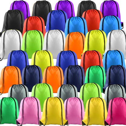 40Pcs Drawstring Backpack Bags Bulk Yellow Drawstring Bag Foldable Gym Bag Sport Cinch Sack String Backpack Storage Bags for Women Men Shopping Gym Travel Sports