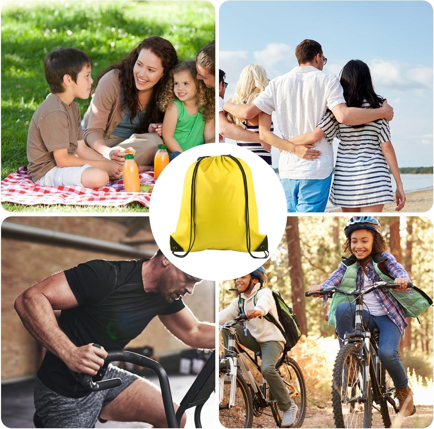 40Pcs Drawstring Backpack Bags Bulk Yellow Drawstring Bag Foldable Gym Bag Sport Cinch Sack String Backpack Storage Bags for Women Men Shopping Gym Travel Sports