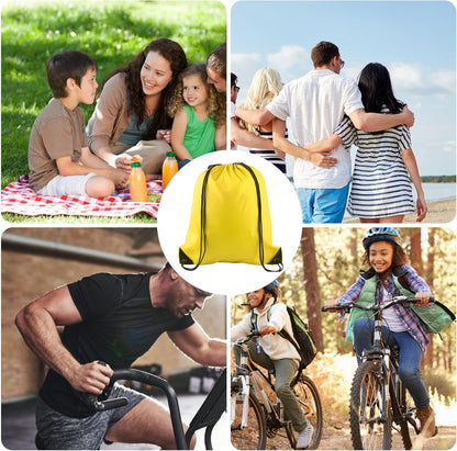 40Pcs Drawstring Backpack Bags Bulk Yellow Drawstring Bag Foldable Gym Bag Sport Cinch Sack String Backpack Storage Bags for Women Men Shopping Gym Travel Sports
