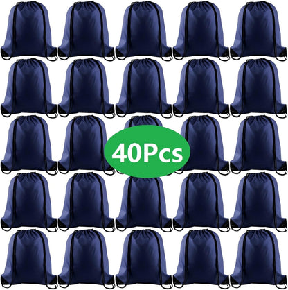 40Pcs Drawstring Backpack Bags Bulk Yellow Drawstring Bag Foldable Gym Bag Sport Cinch Sack String Backpack Storage Bags for Women Men Shopping Gym Travel Sports