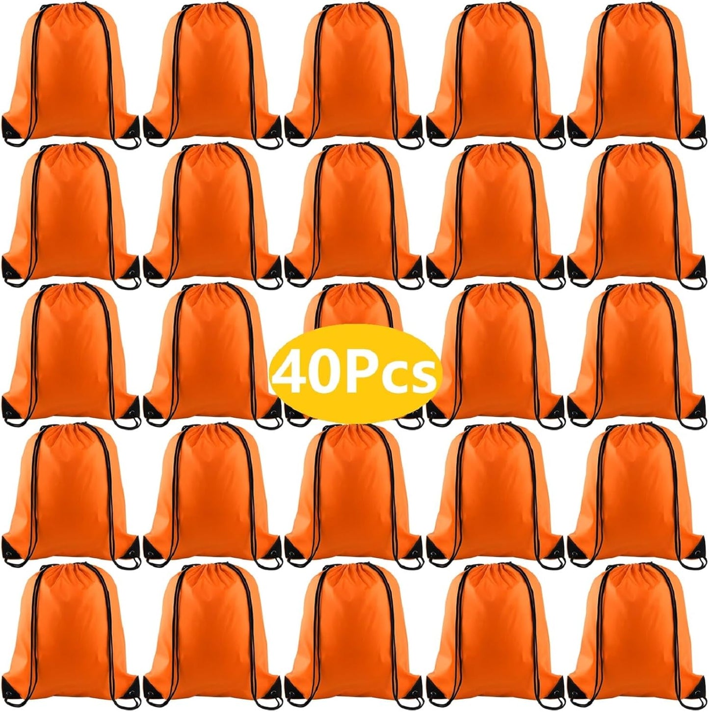 40Pcs Drawstring Backpack Bags Bulk Yellow Drawstring Bag Foldable Gym Bag Sport Cinch Sack String Backpack Storage Bags for Women Men Shopping Gym Travel Sports