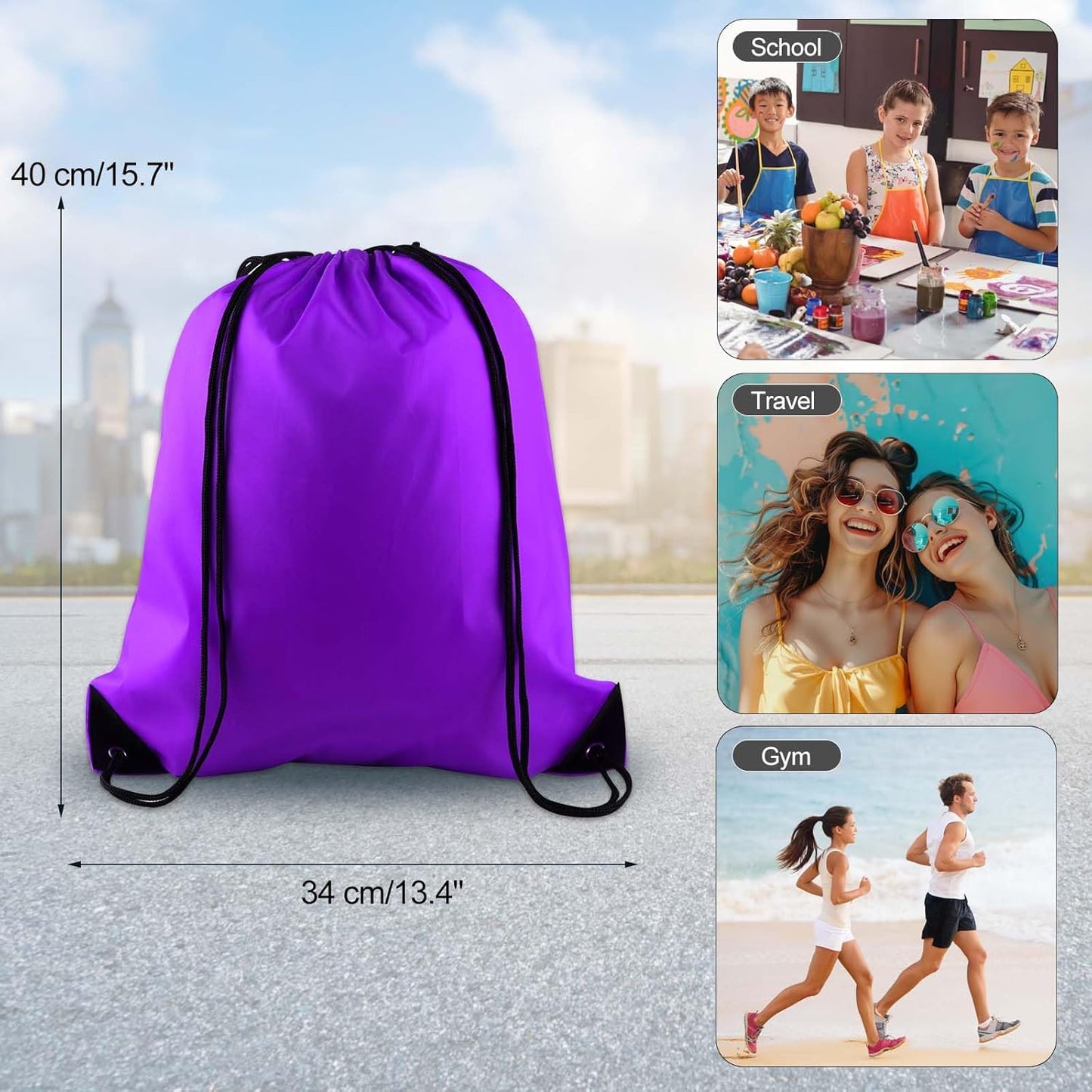40Pcs Drawstring Backpack Bags Bulk Yellow Drawstring Bag Foldable Gym Bag Sport Cinch Sack String Backpack Storage Bags for Women Men Shopping Gym Travel Sports