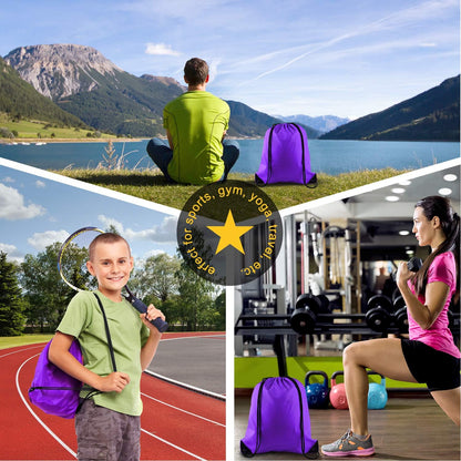 40Pcs Drawstring Backpack Bags Bulk Yellow Drawstring Bag Foldable Gym Bag Sport Cinch Sack String Backpack Storage Bags for Women Men Shopping Gym Travel Sports
