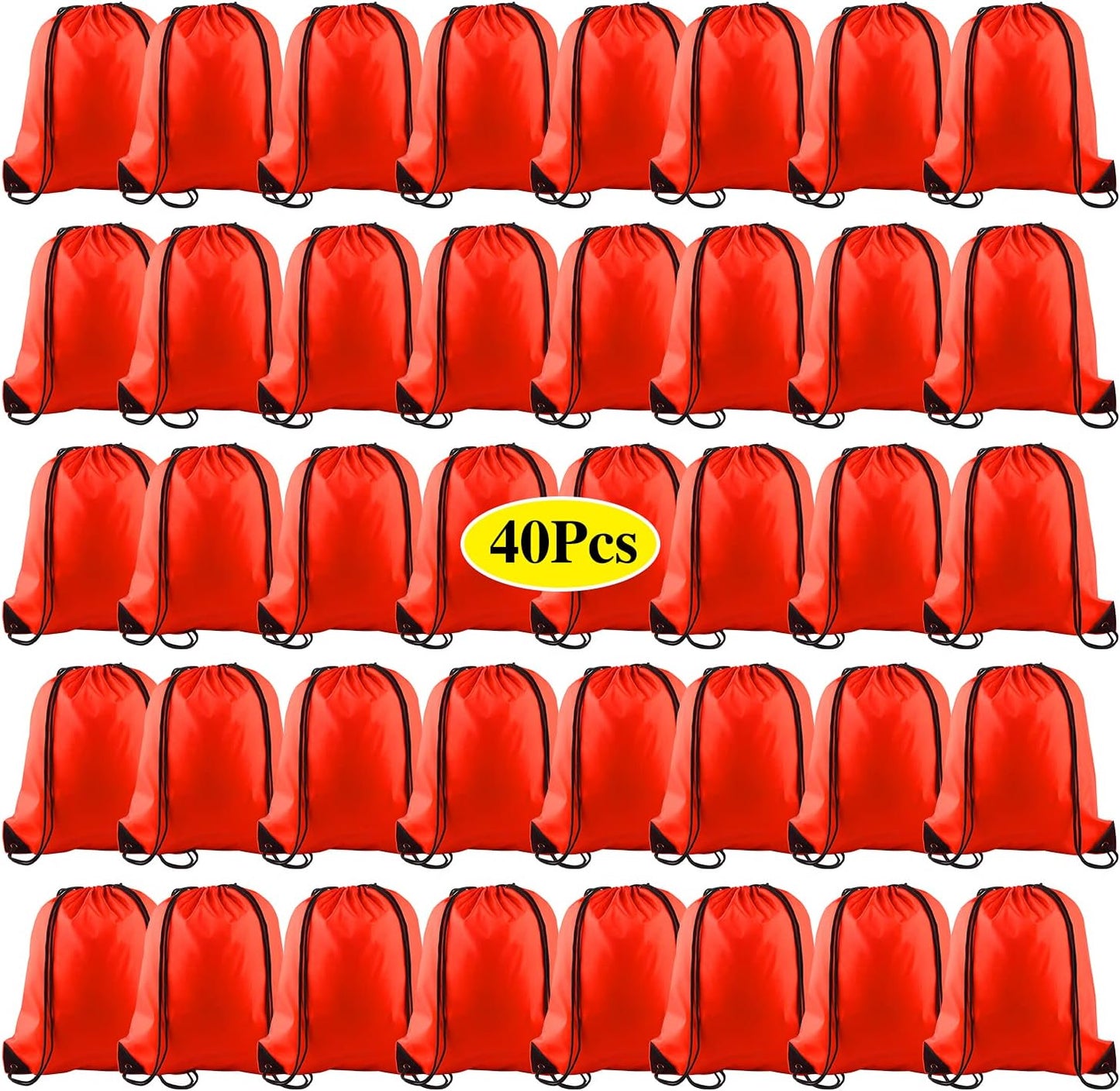 40Pcs Drawstring Backpack Bags Bulk Yellow Drawstring Bag Foldable Gym Bag Sport Cinch Sack String Backpack Storage Bags for Women Men Shopping Gym Travel Sports