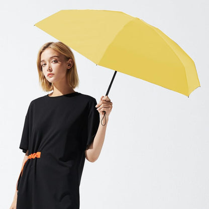 Mini Sun Umbrella for Purse With Case,Yellow | Small Compact UV Umbrella Travel Essentials, Lightweight Portable Parasol Windproof for Women Men Kids