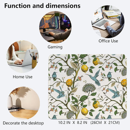 Lemon Tree Mouse Pad,Small Yellow Italian Lemon Tree Mouse Pad,Floral Desk Mat,Girly Summer Mouse Pads Desktop for Dorm Home Office Desktop Decor,11.8x9.8 Inch