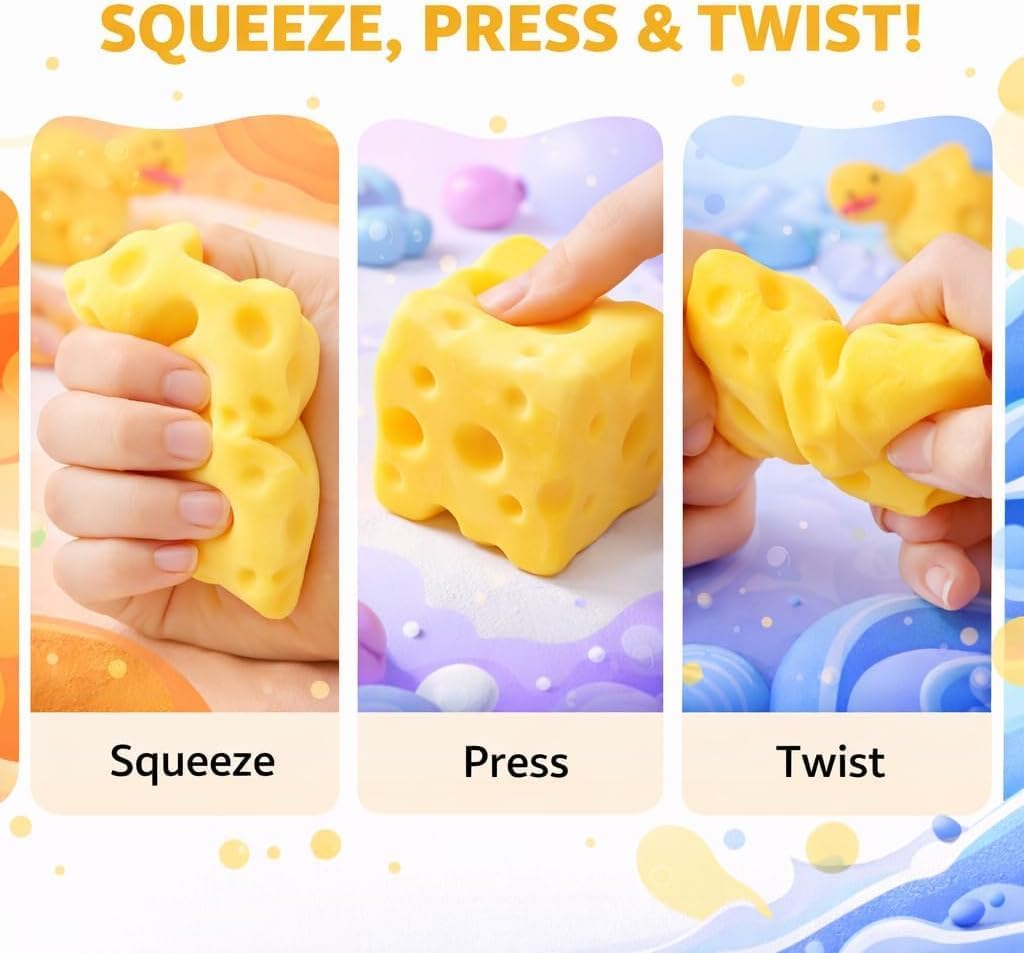 Yellow Cheese Squishy Slow Rising, Squishy Squeeze Cheese Block, Soft Novelty Toy, Stress Balls for Adults Rebounding Sensory Squishys Cheese (2.75in)