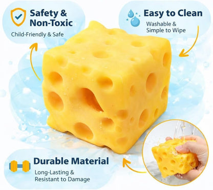 Yellow Cheese Squishy Slow Rising, Squishy Squeeze Cheese Block, Soft Novelty Toy, Stress Balls for Adults Rebounding Sensory Squishys Cheese (2.75in)