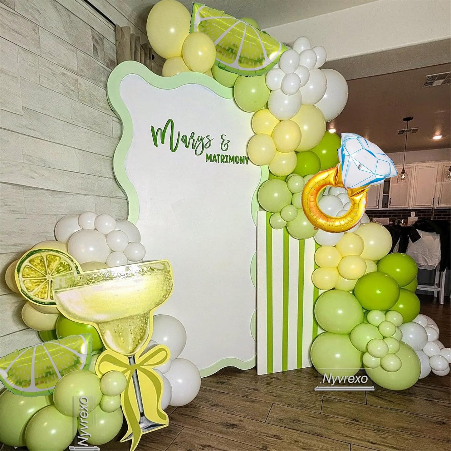 154Pcs Margs and Matrimony Bachelorette Balloon Garland Arch Kit | Dusty Green and Yellow Lemonade Martini Balloons for Bridal Shower Last Single Celebration Wedding Birthday Party Decorations