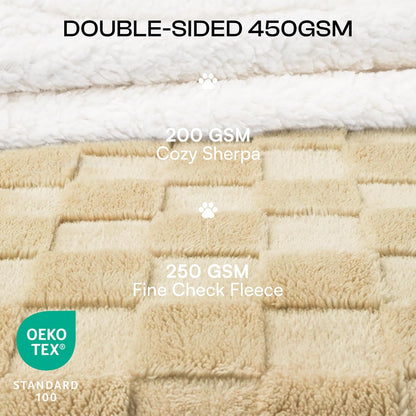 Waterproof Dog Blanket, Reversible Fleece & Sherpa, Couch Cover | Soft plush fluffy, washable, puppy, cat, dog bed, crate, car seat, sofa, throw, furniture protector,Yellow,Medium(57" x 40")