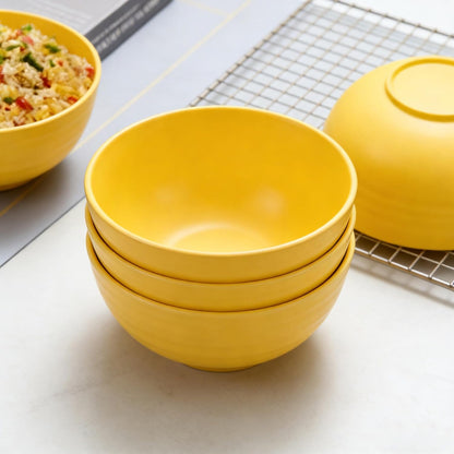 6 Piece Unbreakable Wheat Straw Bowl Set, 26oz/770ml Microwave & Dishwasher Safe Cereal Bowls, BPA-Free Shatterproof Containers for Soup, Salad, Snacks, Rice, Noodles, Kitchen & Dining (Yellow)
