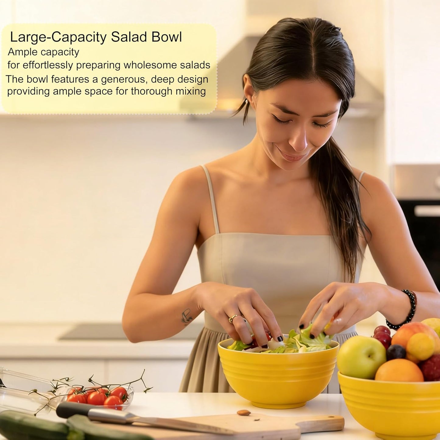 6 Piece Unbreakable Wheat Straw Bowl Set, 26oz/770ml Microwave & Dishwasher Safe Cereal Bowls, BPA-Free Shatterproof Containers for Soup, Salad, Snacks, Rice, Noodles, Kitchen & Dining (Yellow)