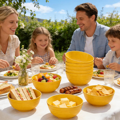 6 Piece Unbreakable Wheat Straw Bowl Set, 26oz/770ml Microwave & Dishwasher Safe Cereal Bowls, BPA-Free Shatterproof Containers for Soup, Salad, Snacks, Rice, Noodles, Kitchen & Dining (Yellow)