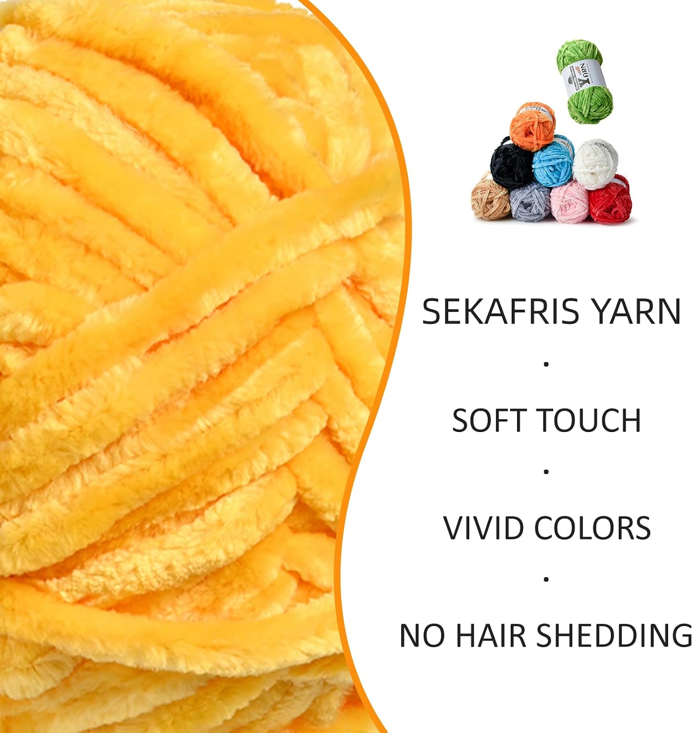 Chenille Crochet Golden Yellow Yarn 4 Pack | Fluffy Velvet Yarn Blanket Knitting Yarn for Crocheting Soft Baby Yarn