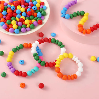 100Pcs Silicone Beads, 12mm Round and Lentil Beads for Keychain, Pen, Necklace, Bracelet Crafts Making, Bright Yellow