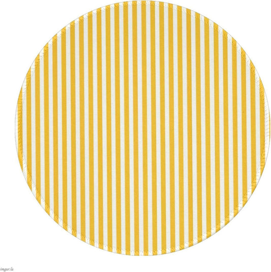 Yellow Mouse Pad Premium Cute Round Striped Mouse Pads for Desk with Non-Slip Rubber Base Small Travel Computer Mouse Pad for Laptop Office Decor Desk Accessories