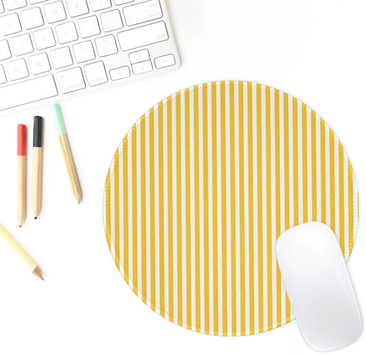 Yellow Mouse Pad Premium Cute Round Striped Mouse Pads for Desk with Non-Slip Rubber Base Small Travel Computer Mouse Pad for Laptop Office Decor Desk Accessories