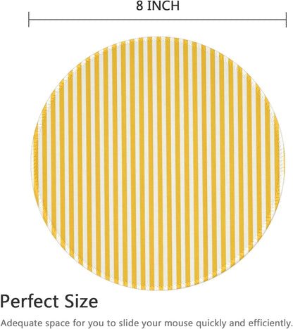 Yellow Mouse Pad Premium Cute Round Striped Mouse Pads for Desk with Non-Slip Rubber Base Small Travel Computer Mouse Pad for Laptop Office Decor Desk Accessories