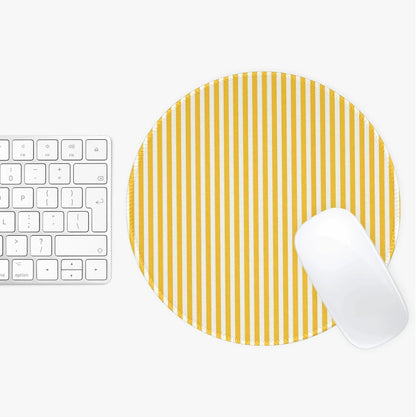 Yellow Mouse Pad Premium Cute Round Striped Mouse Pads for Desk with Non-Slip Rubber Base Small Travel Computer Mouse Pad for Laptop Office Decor Desk Accessories