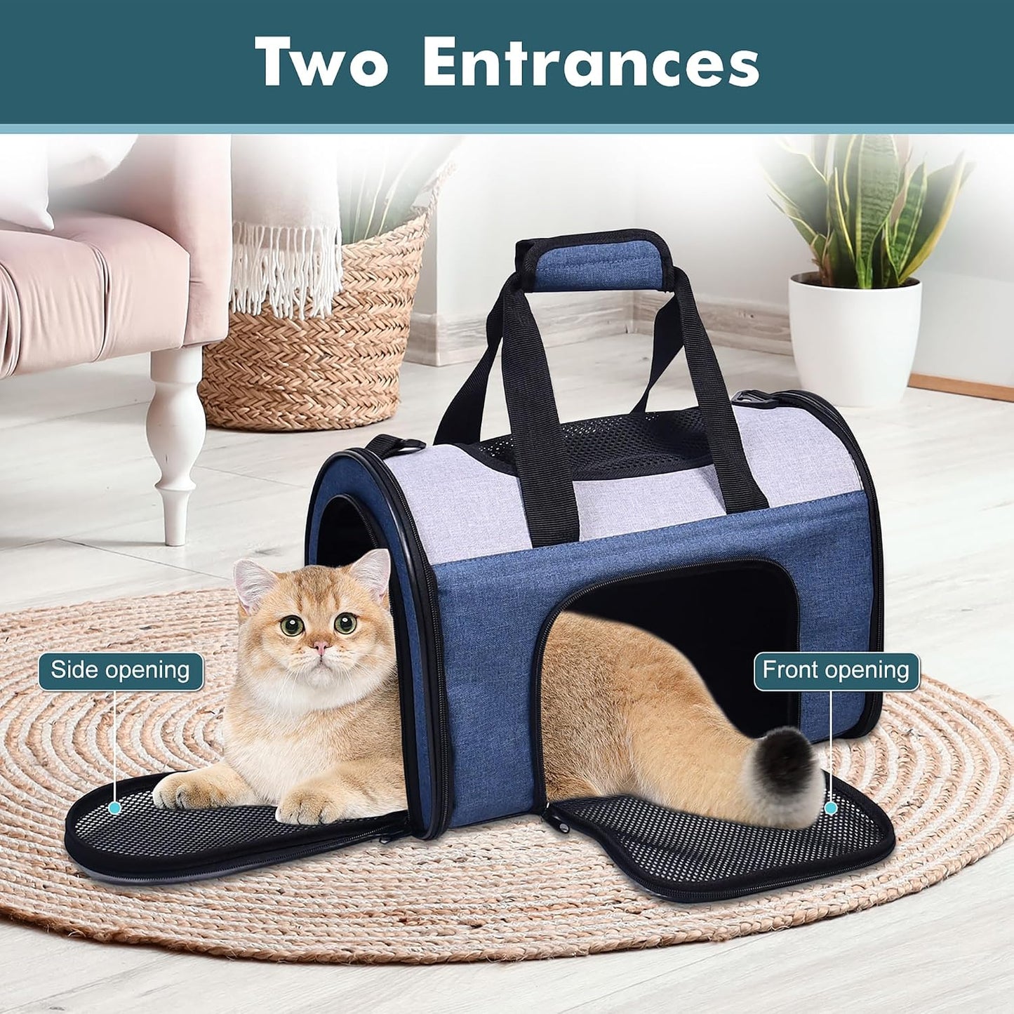 Soft-Sided Kennel Pet Carrier for Small Dogs, Cats, Puppy, Airline Approved Cat Carriers Dog Carrier Collapsible, Travel Handbag & Car Seat