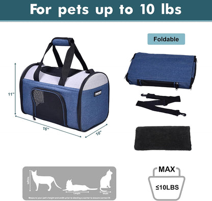 Soft-Sided Kennel Pet Carrier for Small Dogs, Cats, Puppy, Airline Approved Cat Carriers Dog Carrier Collapsible, Travel Handbag & Car Seat