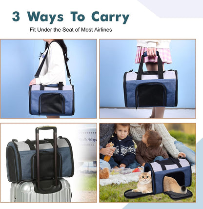 Soft-Sided Kennel Pet Carrier for Small Dogs, Cats, Puppy, Airline Approved Cat Carriers Dog Carrier Collapsible, Travel Handbag & Car Seat