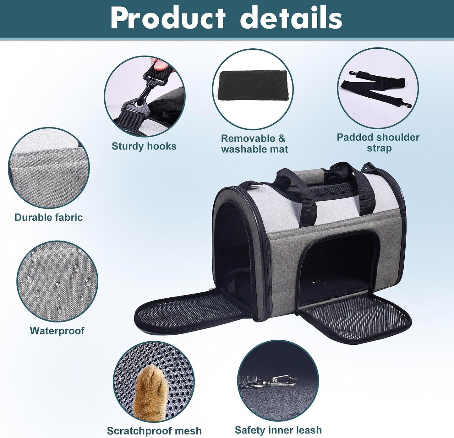 Soft-Sided Kennel Pet Carrier for Small Dogs, Cats, Puppy, Airline Approved Cat Carriers Dog Carrier Collapsible, Travel Handbag & Car Seat