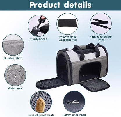 Soft-Sided Kennel Pet Carrier for Small Dogs, Cats, Puppy, Airline Approved Cat Carriers Dog Carrier Collapsible, Travel Handbag & Car Seat