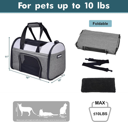 Soft-Sided Kennel Pet Carrier for Small Dogs, Cats, Puppy, Airline Approved Cat Carriers Dog Carrier Collapsible, Travel Handbag & Car Seat