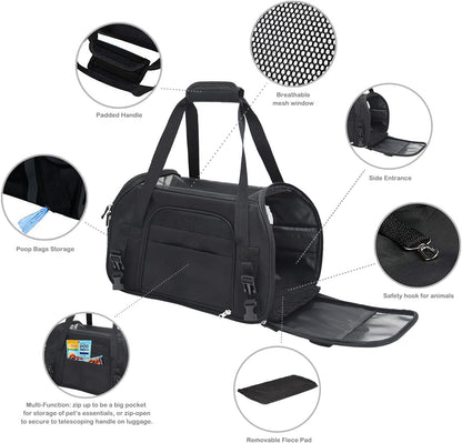 Soft-Sided Kennel Pet Carrier for Small Dogs, Cats, Puppy, Airline Approved Cat Carriers Dog Carrier Collapsible, Travel Handbag & Car Seat