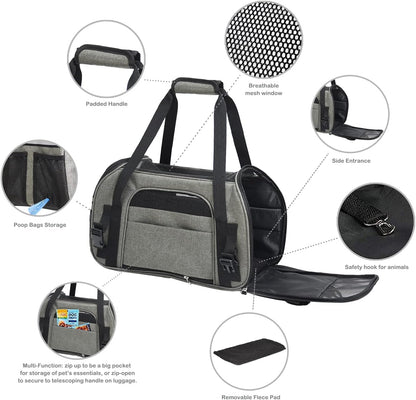 Soft-Sided Kennel Pet Carrier for Small Dogs, Cats, Puppy, Airline Approved Cat Carriers Dog Carrier Collapsible, Travel Handbag & Car Seat