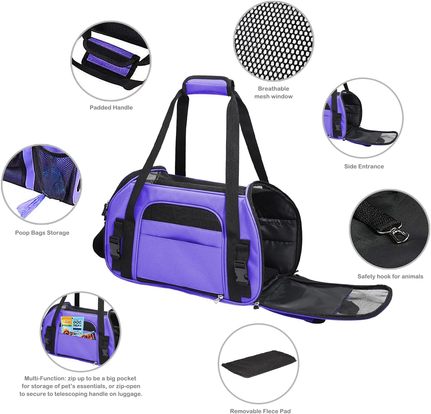 Soft-Sided Kennel Pet Carrier for Small Dogs, Cats, Puppy, Airline Approved Cat Carriers Dog Carrier Collapsible, Travel Handbag & Car Seat
