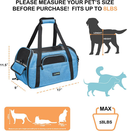 Soft-Sided Kennel Pet Carrier for Small Dogs, Cats, Puppy, Airline Approved Cat Carriers Dog Carrier Collapsible, Travel Handbag & Car Seat
