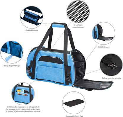 Soft-Sided Kennel Pet Carrier for Small Dogs, Cats, Puppy, Airline Approved Cat Carriers Dog Carrier Collapsible, Travel Handbag & Car Seat