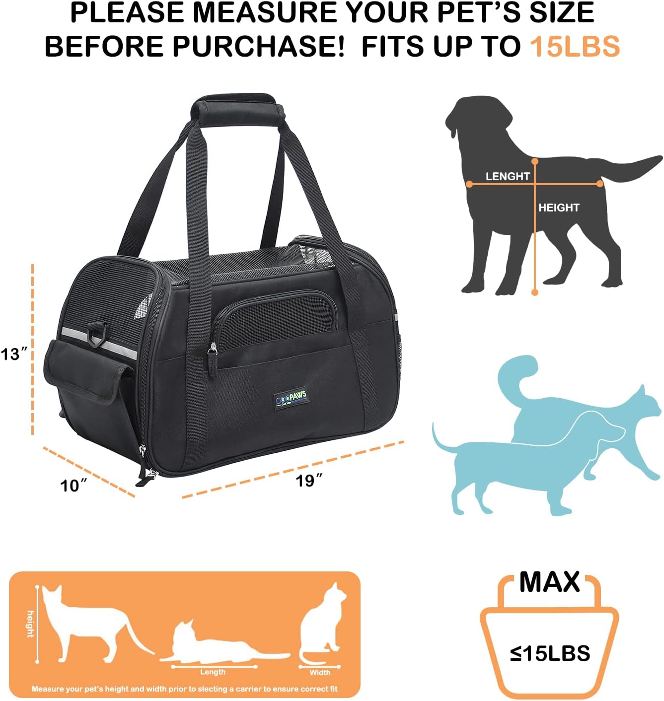 Soft-Sided Kennel Pet Carrier for Small Dogs, Cats, Puppy, Airline Approved Cat Carriers Dog Carrier Collapsible, Travel Handbag & Car Seat
