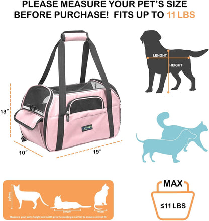 Soft-Sided Kennel Pet Carrier for Small Dogs, Cats, Puppy, Airline Approved Cat Carriers Dog Carrier Collapsible, Travel Handbag & Car Seat