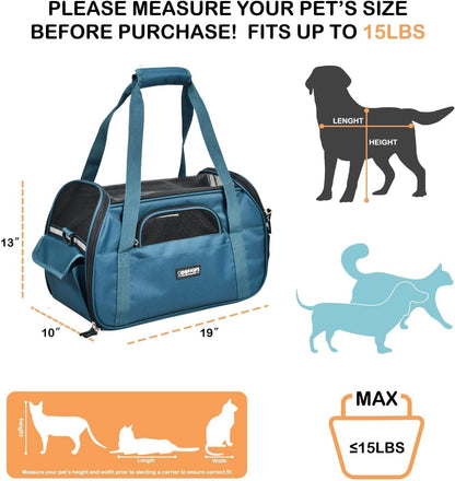 Soft-Sided Kennel Pet Carrier for Small Dogs, Cats, Puppy, Airline Approved Cat Carriers Dog Carrier Collapsible, Travel Handbag & Car Seat