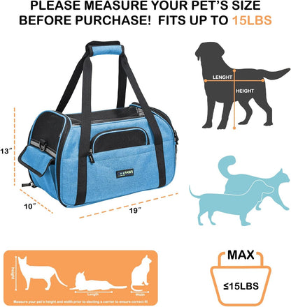 Soft-Sided Kennel Pet Carrier for Small Dogs, Cats, Puppy, Airline Approved Cat Carriers Dog Carrier Collapsible, Travel Handbag & Car Seat