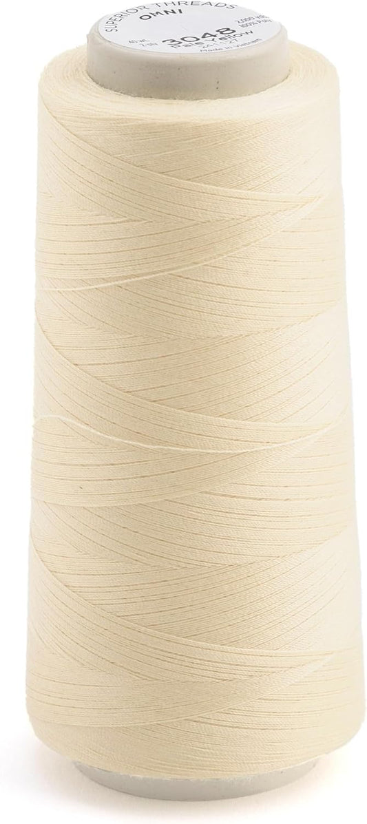 Omni #3048 Pale Yellow Polyester Mini Thread Cone | 2000 yard mini cone of 2-ply 40 weight thread for machine sewing and quilting, great for sergers
