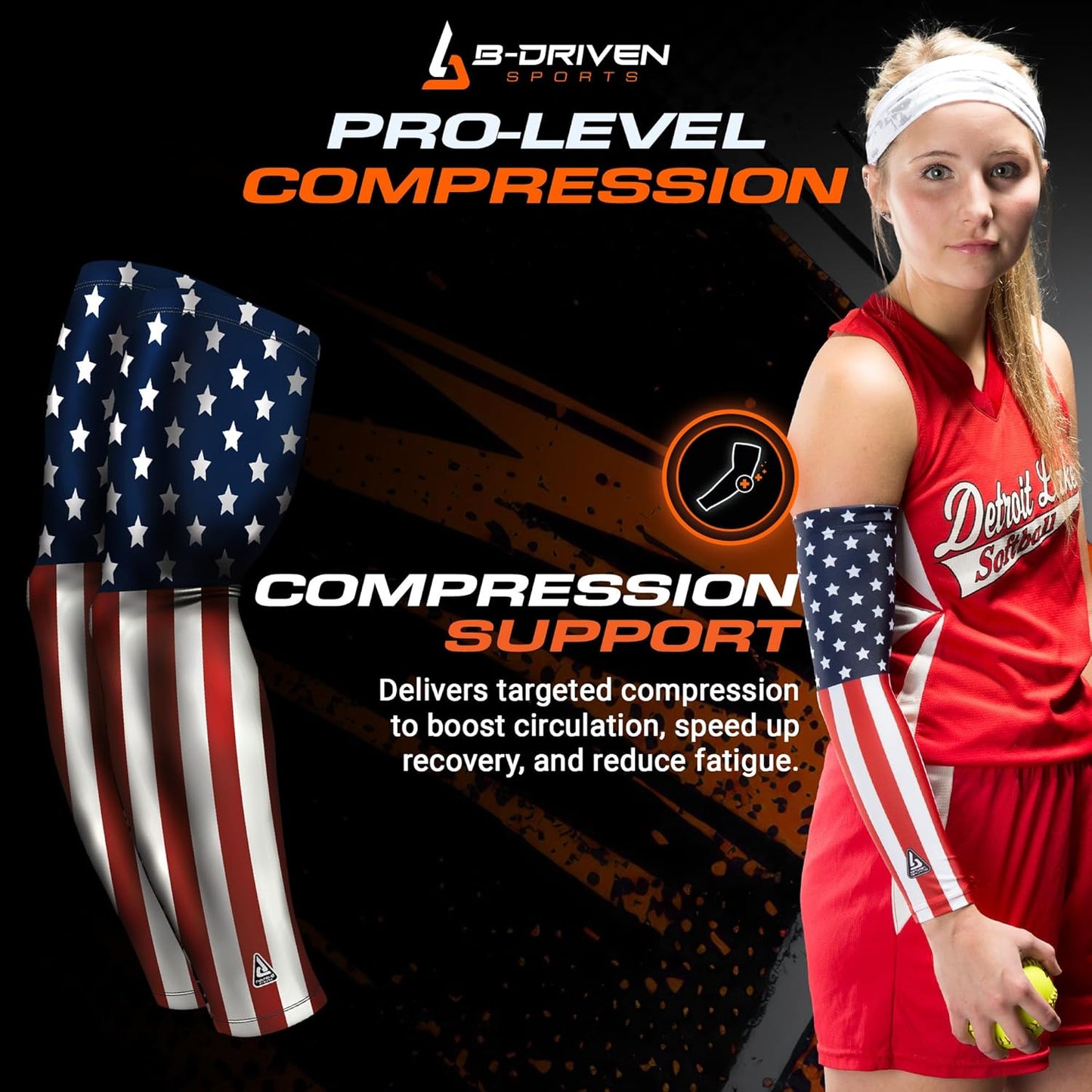 Pro Fit Compression Arm Sleeves for Men Women & Youth - Volleyball Golf Running Baseball Basketball - Pair
